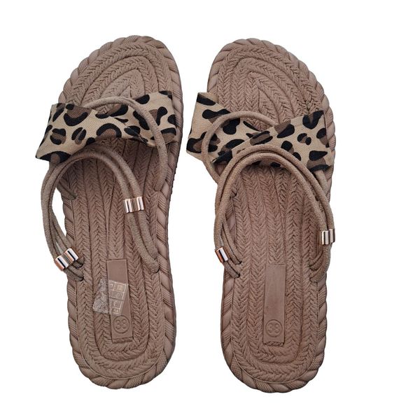 2/$25 Women’s Flatform Leopard Print Espadrilles Ankle Strap Open Toe Size 38 - Picture 1 of 16